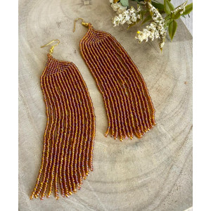 Hand made dangle brown bead earring - Kuoli